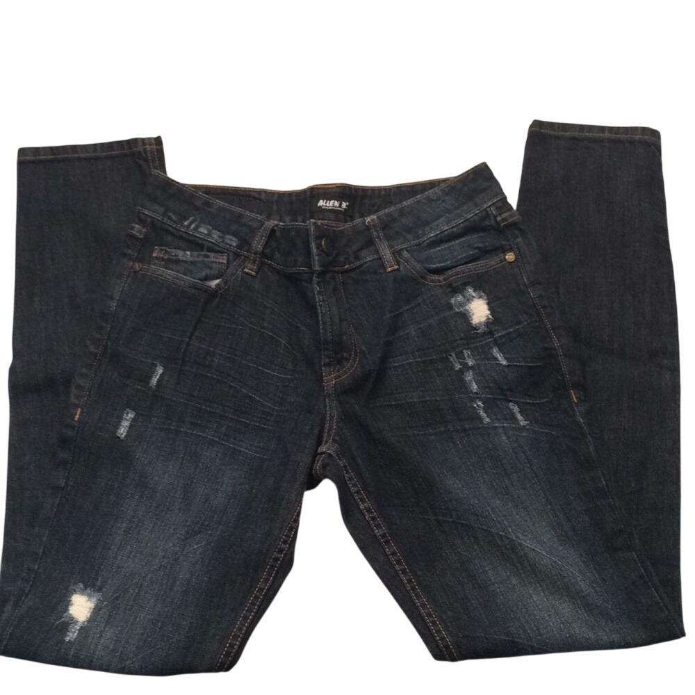 Allen B by‎ Allen Schwartz Dark Wash Distressed Straight Midrise Jeans